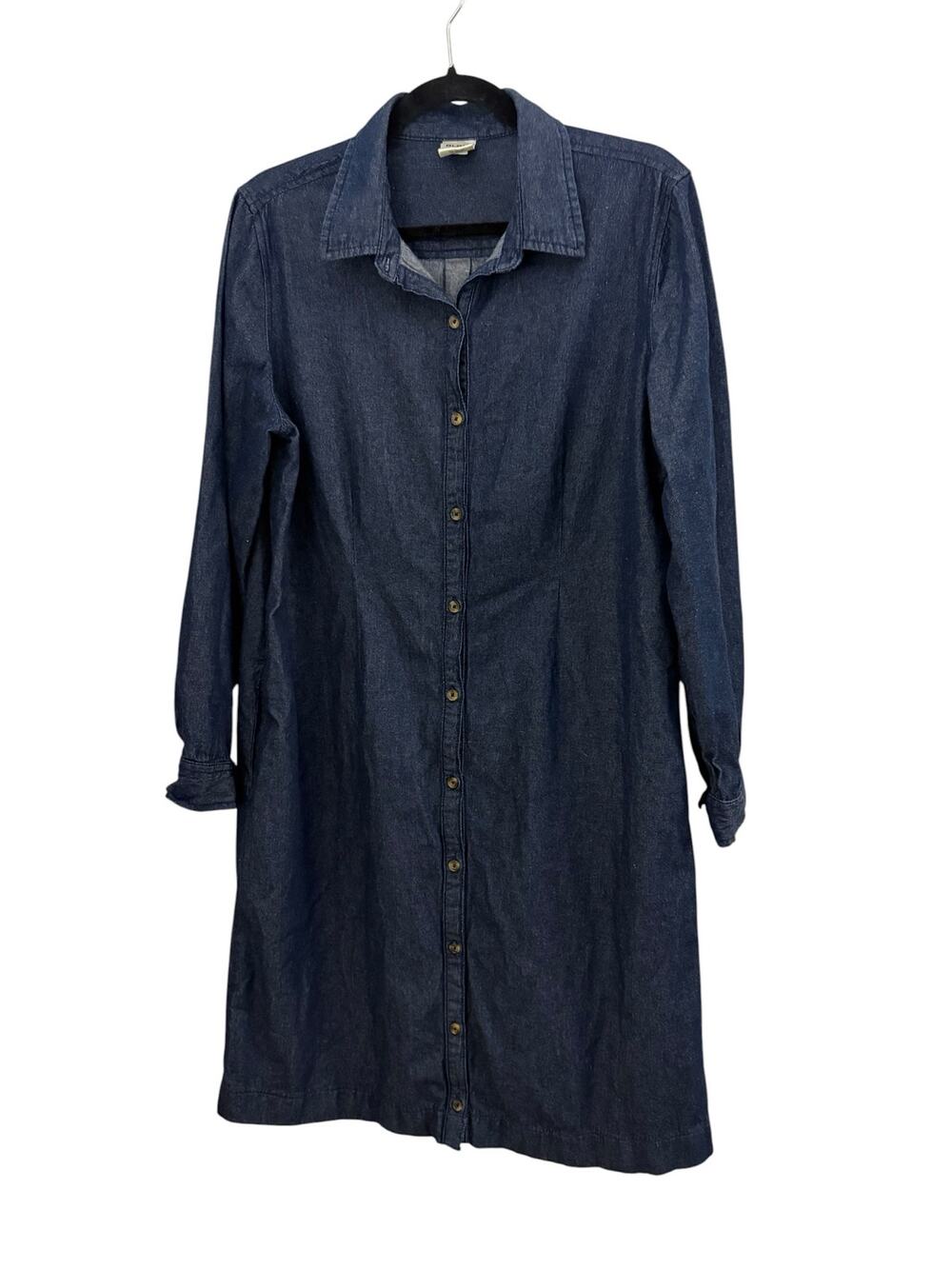 Blair Denim Shirt Dress Button Front Long Sleeve M Dark Wash Country Preppy